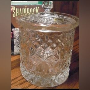 Vintage Heavy glass Candy Dish with Lid